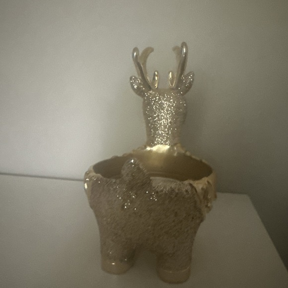Bath & Body Works Gold Glitter Reindeer 3-Wick Candle Holder - Picture 4 of 5